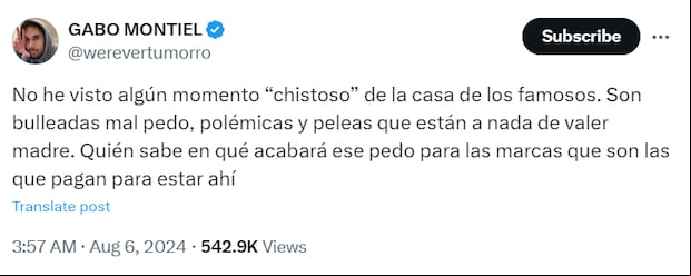 El youtuber no dudó en criticar al famoso programa de Televisa (Foto: X)