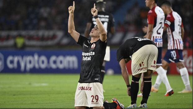 Aldo Corzo marcó el único gol de pelota parada de Universitario en la Copa Libertadores 2024. (Foto: Universitario)