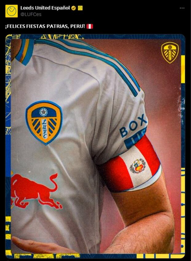 Leeds United saludó a Perú por 203 años de Independencia. (Captura: X)