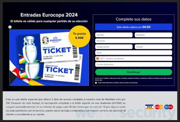 Falso formulario de la Eurocopa 2024