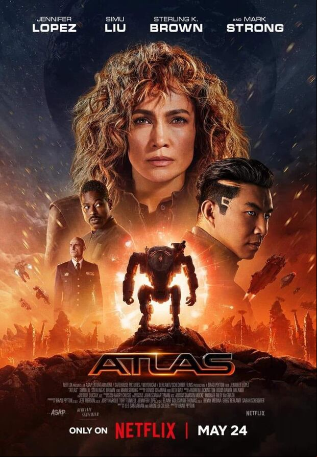 Jennifer Lopez es la figura principal en el póster de la película "Atlas" (Foto: Netflix)