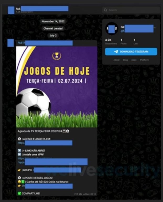 Enlaces peligrosos en canales de Telegram