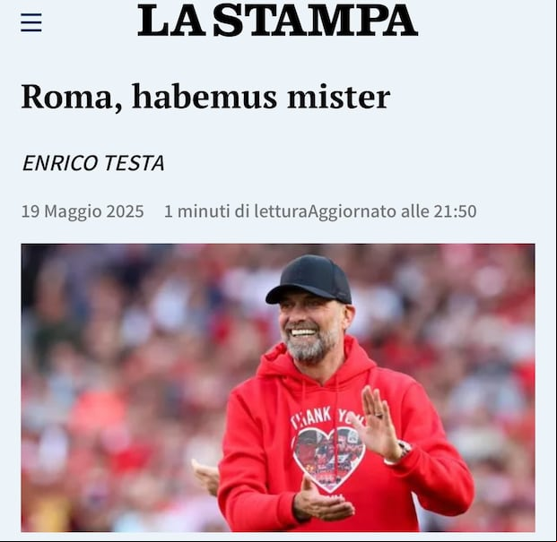 Diario italiano La Stampa afirmó que Jürgen Klopp llegó a un acuerdo con la Roma. (Captura)