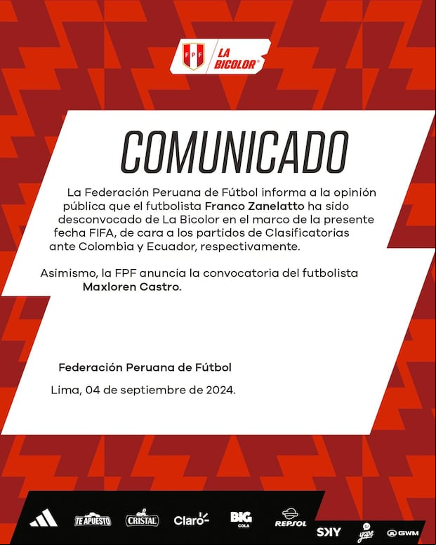 Maxloren Castro convocado en la Selección Peruana. (Foto: FPF)