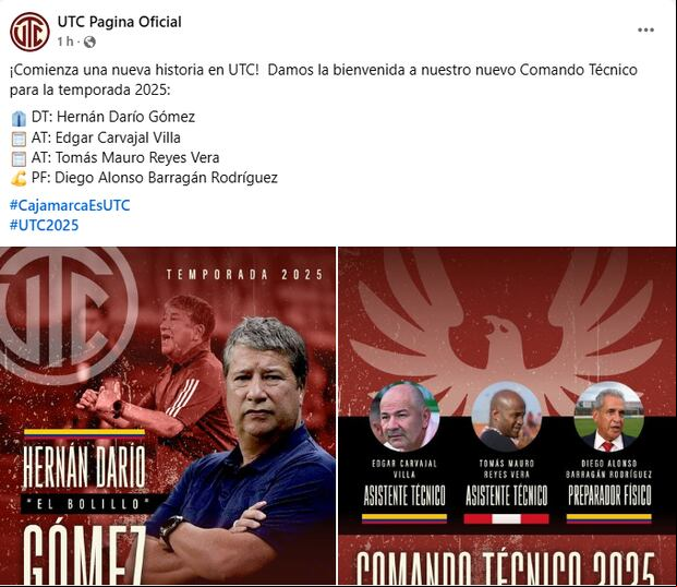 UTC confirmó al 'Bolillo' Gómez como su nuevo técnico. (Captura: Facebook)