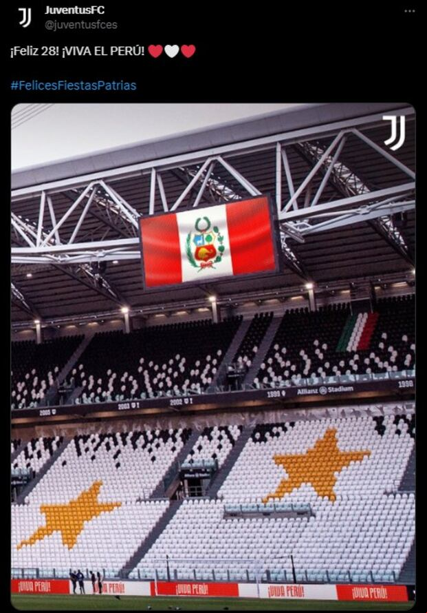 Juventus saludó a Perú por 203 años de Independencia. (Captura: X)