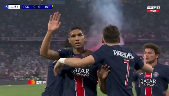 Achraf Hakimi marcó el 1-0 del PSG sobre el Inter. (Video: ESPN)