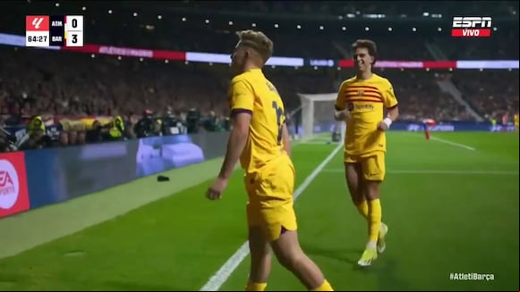 Gol de Fermín López para el 3-0 de Barcelona vs. Atlético Madrid. (Video: ESPN)